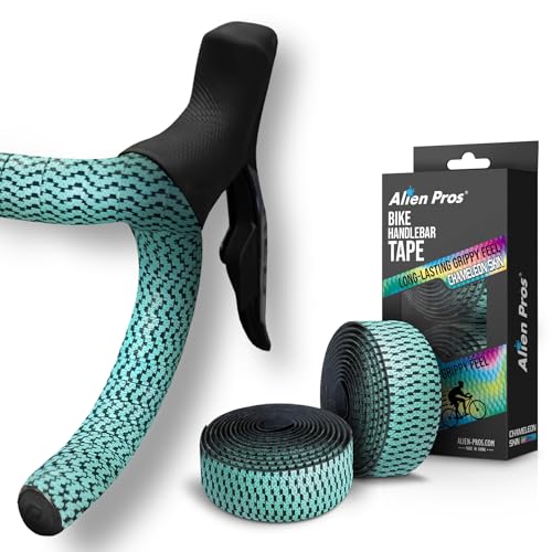 ALIEN PROS Chameleon Skin Bike Handlebar Tape (Set of 2) – Full Pattern Upgrade with Striking Color-Shifting Design and Premium Comfort Grip (Mint) - color: Mint