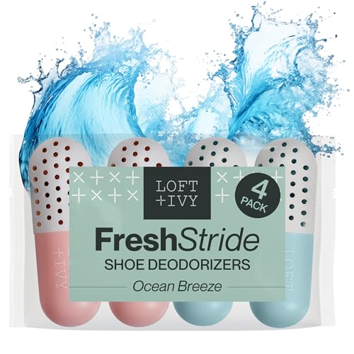LOFT + IVY Shoe Deodorizer Balls – Ocean Fresh Scented Odor Eaters for Shoes, Gym Bags, Cars & Lockers – Compact Reusable Shoe Smell Remover Freshener Inserts – Long Lasting 4-Pack Sneaker Pills | Compact, Reusable, Long Lasting Odor Eaters — Freshener In