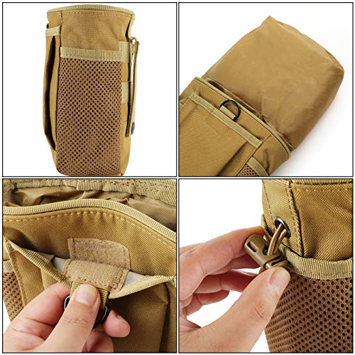 FRTKK Tactical Molle Drawstring Magazine Dump Pouch Outdoor Ammo Pouch, Adjustable Military Utility Belt Fanny Hip Holster Bag - color: 2 Pack-Tan