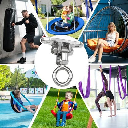 Swing Hanger Heavy Duty 360° +180° Smooth Rotation Swing Set Accessories 900Lb Capacity Playground Porch Swing Set Indoor Outdoor - size: 3.74"