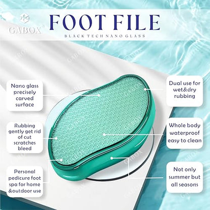 GABOX Nano Glass Pro Foot File, Feet Callus Remover, Dead Skin Exfoliator | Heel & Foot Scrubber, Pedicure SPA Tool for Women & Men, Removedor de Callos en Los Pies, Crystal Green - style: Crystal Green