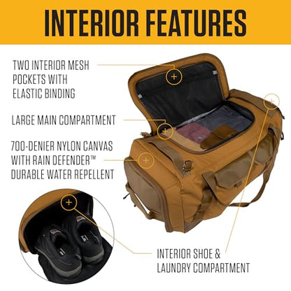 Carhartt Heavy Haul Utility Duffel Bag's, Water-Resistant Packable Bag for Jobsite, Gym, and Travel - color: Carhartt Brown, style: 55l
