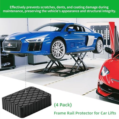 Anti-Skid Solid Rubber Auto Lift Pads – 4 Pack Heavy Duty Lift Blocks for Floor Jacks, Jack Stands & Car Lifts, 3000 Lbs Loading Capacity, 6.3" x 4.7" x 2.0" Size for Frame Protection - size: 6.3" x 4.7" x 2.0"