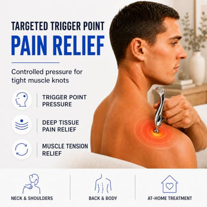 Melonsun Trigger Point Massage Tool for Pain Relief, Deep Tissue Massage & Gua Sha, Fascia Release Muscle Scraper Acupressure Tool for TMJ Relief, Muscle Recovery, Full-Body Massage & Therapists
