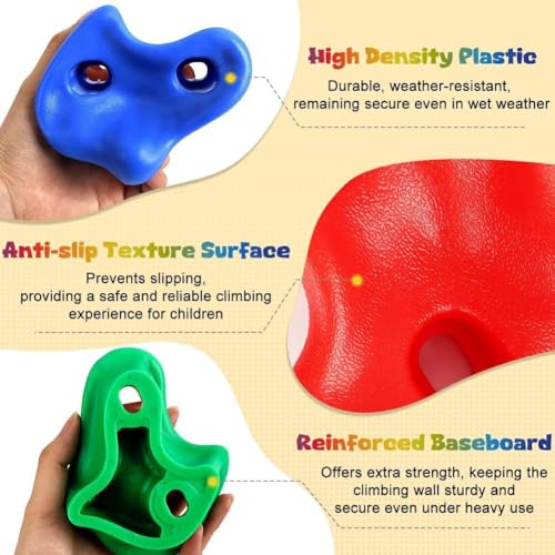10 Rock Wall Climbing Holds Extra Large with 2 Handles,DIY Rock Climbing Grips with Mini Wrench for Indoor Outdoor Playground Play Set(Green) - color: Green