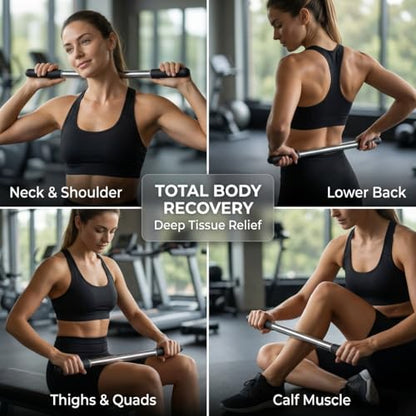 Muscle Roller Stick for Deep Tissue Massage & Myofascial Release | Cold Therapy Roller for Back, Legs, Arms, Shoulders | Massage Roller Stick (Black) - color: Black