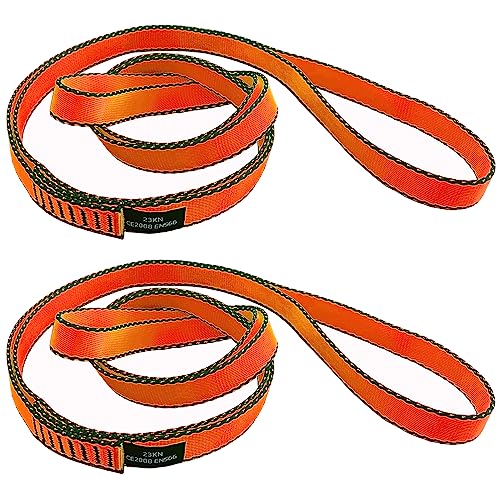 18MM Nylon Climbing Slings Runners 23 kN Strong Webbing Straps for Rock Climbing, Rappelling, Swing, Yoga Hammock etc - color: 2PCS Orange, size: 48inch/120cm