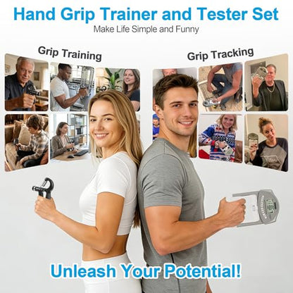 Handeful Grip Strength Tester Trainer - Dynamometer Handgrip Measurer Meter, Handheld Strengthener Exerciser for Sports, School, and Home Use