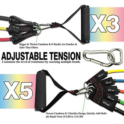 Resistance Bands with Handle Set - for Men and Women, Workout Bands for Strength Exercise, with Handles, Door Anchor & Ankle Straps, for Rehab, Yoga and Fitness