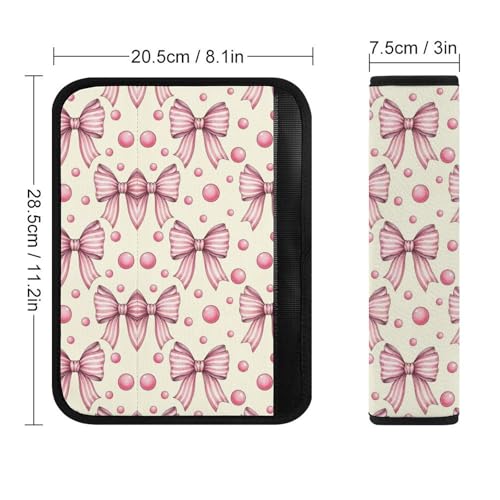 2 Piece Pink Bow Dots Beige Car Seat Belt Pad Breathable Seat Belt Cushion for Child, Stroller Pushchair High Chair, Easy Install (No Tool) - color: Pattern 273