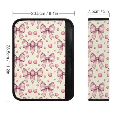 2 Piece Pink Bow Dots Beige Car Seat Belt Pad Breathable Seat Belt Cushion for Child, Stroller Pushchair High Chair, Easy Install (No Tool) - color: Pattern 273