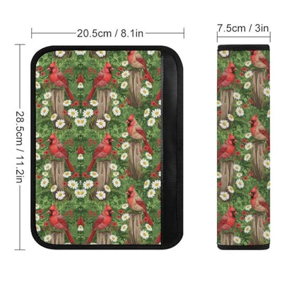 2PCS Breathable Seat Belt Cover for Adults and Children, Most Cars, Cardinal Bird Daisy Flower Shoulder Harness Cover, Shock Absorption - color: Pattern 646