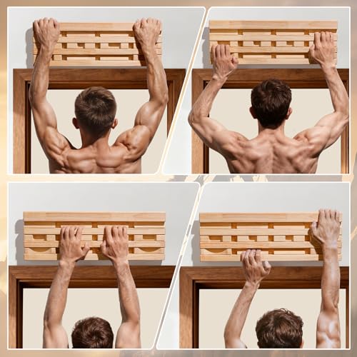 DIY Hangboard Rock Climbing, Wooden Climbing Hang Board as Training Fingerboard with Magnetic Multifunctional Block, Doorway Hangboard for Hanging Practice and Finger Strength Training