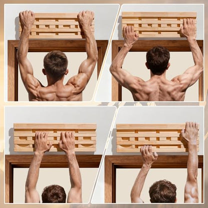 DIY Hangboard Rock Climbing, Wooden Climbing Hang Board as Training Fingerboard with Magnetic Multifunctional Block, Doorway Hangboard for Hanging Practice and Finger Strength Training