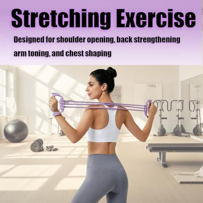Figure 8 Resistance Bands with Handles, 6 Tube Adjustable Resistance Bands for Arms Back Exercise, Arm Bands for Workout, Strength Training & Full Body Fitness - color: purple