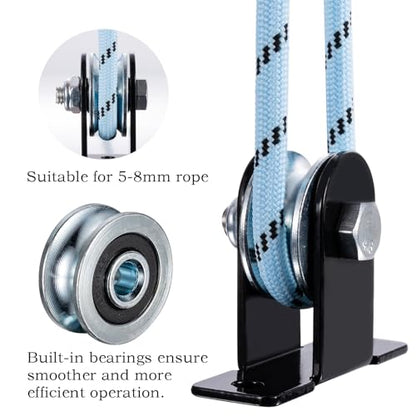 Black Pulley Wheel, Small Wall Mount Cable Pulley System for Home Gym, Weight Lifting, DIY Fitness Equipment, Ceiling Mount Accessories 2 Pack