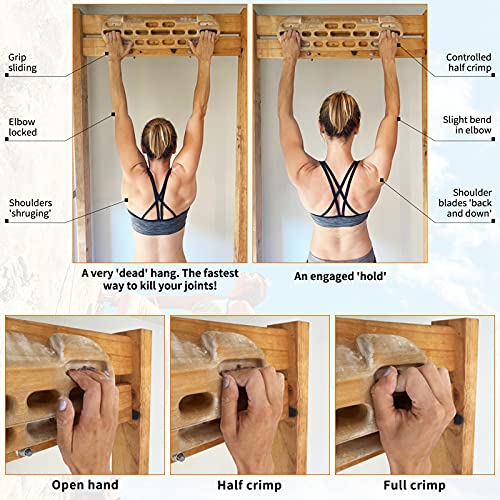 TWO STONES Climbing Hangboard Rock Climbing Training as Climbing Fingerboard with Jugs, Slopes and Edges, Pockets as Door Mounted Training Station Rock Climbing Pull Up Bar
