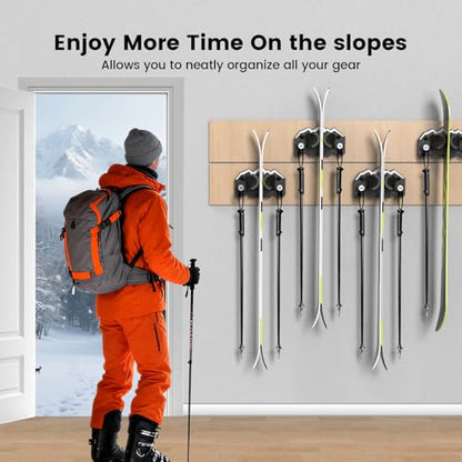 Hikeen Ski & Snowboard Wall Mount,Fits Any Ski or Snowboard, Ski Wall Rack Non-Slip Storage for Garage Organization,Space-Saving Winter Gear Organizer,1 Pack - size: 1 pack
