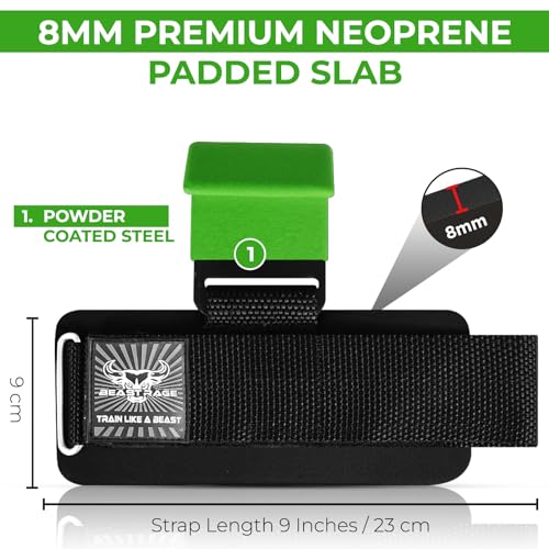 BEAST RAGE Workout Hooks for Men, Durable Coated Grip Gym Straps for Weightlifting Wrist Wraps Training Weight Lifting Strength Fitness Bodybuilding Anti Slip Women Hook Exercise - color: Green