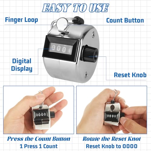 20 Pack Clicker Counter, Metal Hand Tally Counter Clicker, 4 Digit Mechanical Palm Pitch Counter Clicker for Counting Numbers Golf Sports Events Office Stadium