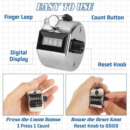 20 Pack Clicker Counter, Metal Hand Tally Counter Clicker, 4 Digit Mechanical Palm Pitch Counter Clicker for Counting Numbers Golf Sports Events Office Stadium
