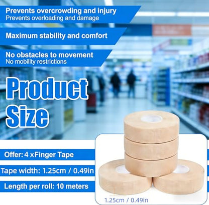 Skin-Tone Finger Tape (4-Pack) – Breathable Cotton Athletic Tape for Sports Protection & Joint Support