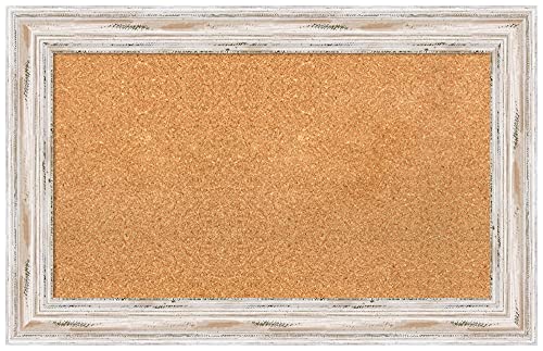 Amanti Art Natural Cork Board for Wall, 21x33 Vision Board with White Frame, Medium Corkboard Office Decor for Home Organization, Coastal Corkboard Pinboard to display items for home organization - color: Alexandria White Wash, size: 21" x 33"