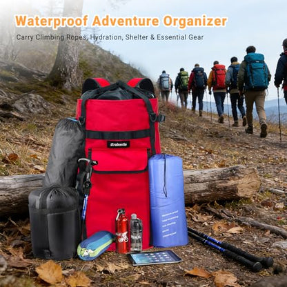 Climbing Rope Bag,Large Capacity Arborist Tree Rope Storage Bag,Waterproof Outdoor Rock Climbing Gear Bag - color: Red