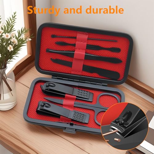 7 Pcs Nail Clipper Set for Home Manicure and Pedicure, Professional Grooming Kit with Case for Personal Care and Travel - color: 7 Piece-black