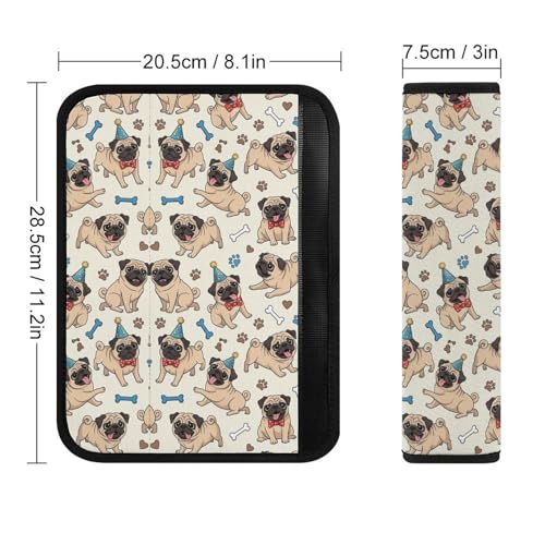 2 Pack Dog Paws Pug Print Car Seat Straps Shoulder Pads Soft Padded Shoulder Harness Cover for Adult Use, Stroller Pushchair High Chair, Pressure Relief - color: Pattern 406