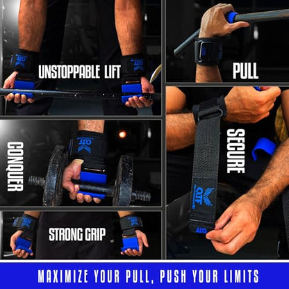 Weight Lifting Hooks Lifting Heavy Duty Deadlift Wrist Straps Men and Women Pull Ups Powerlifting and Gym Workouts grips - color: Blue/Iron-Hooks, size: Iron-Hooks