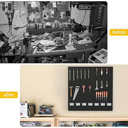 Pegboard Smith 17.75"x17.75" Black Plastic Pegboard Panels, Garage Tool Organization Peg Board, Set of 4