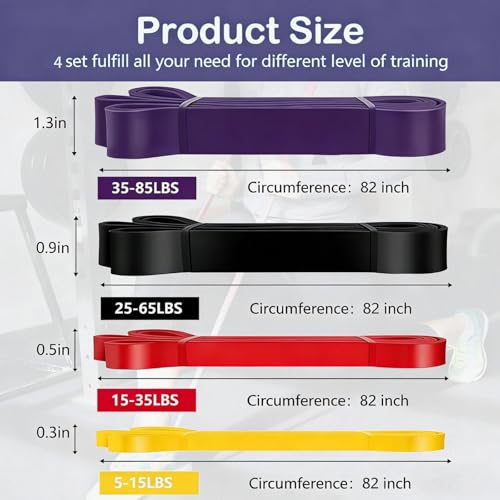 Pull Up Bands, Resistance Bands, Exercise Bands for Full-Body Training | Pull Up Assistance Bands Set for Men & Women, Fitness, Physical Therapy, Stretch Workout Bands at Home, Gym - color: yellow