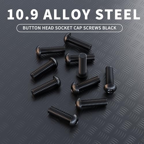 M4 x 20mm 25mm 30mm 35mm 40mm Button Head Socket Cap Screws Bolts, 10.9 Grade Alloy Steel, Metric Allen Hex Drive, Black Oxide Finish, Fully Threaded, Assortment Kit 50Pcs - size: Button Head M4x20, 25, 30, 35, 40mm(50pcs)