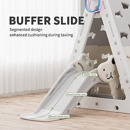 UNICOO Children’s 7 in 1 Multi-Functional Climbing Pyramid Set with Slide, Kids Climbing and Sliding Set for Home, Daycare (KU-C04-Gray) - color: Gray