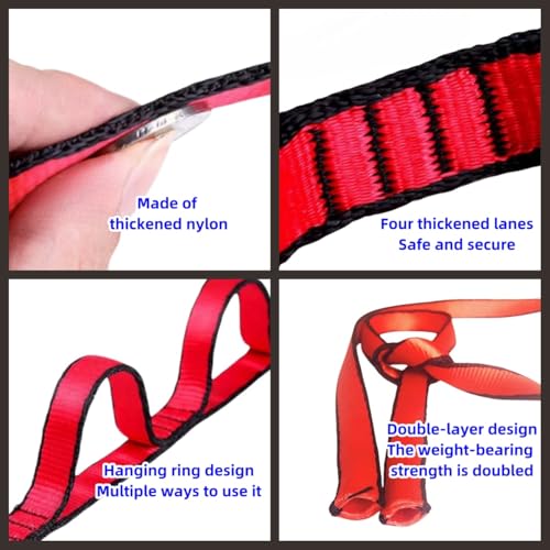 2pcs safety daisy chain, multi-ring adjustable nylon strap rope yoga pilates stretch band - color: Red, size: Length：1.5m