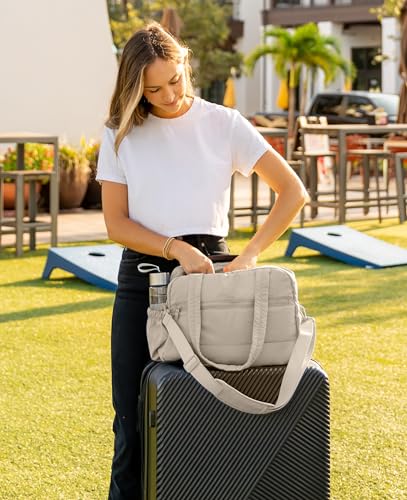 Gym Bag for Women, Travel Duffle Bags with Wet Pocket, Lightweight Carry on Bag Overnight Weekender Duffel Bag, Water Resistant (Khaki Ash) - color: Khaki Ash