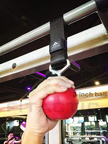 Rock Climbing Solid Training Cannonball Bomb Power Pull Up Ball Hold Grips for Straps for Finger, Forearm, Biceps, Back Muscles (Red, 3") Bundle with Upgraded 1 Pair Eagle Loops Grip for Fing