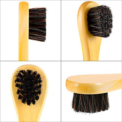 Jovitec 3 Pieces Horsehair Polish Applicator Brush Kit Saddle Soap Shoe Shine Brush Leather Boot Clean Dauber Applicators - color: Wax Yellow