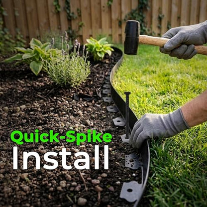 Gardzen 1.5" x20' Landscape Edging Kit with 24 Spikes | Garden Edging Coil for Lawn Borders and Landscape Projects, Easy No Dig Installation with Durable Ground Stakes Included - size: 20ft