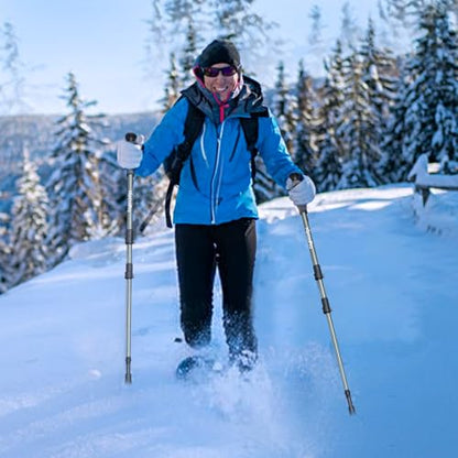 Snowshoes,Lightweight Aluminum Frame,13-Point Heavy Duty Crampons,UV Shoe Decking, and Ratchet System for Secure Fit Complete with Carry Bag for Convenient Storage and Travel - color: SILVER