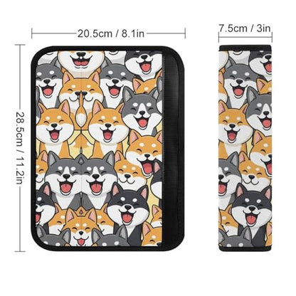 Soft Padded Car Seat Straps Shoulder Pads for Elderly Support, All Vehicles, 1 Pair Cute Shiba Inu Cartoon Dog Faces Shoulder Protector Anti-Slip Pad - color: Pattern 366
