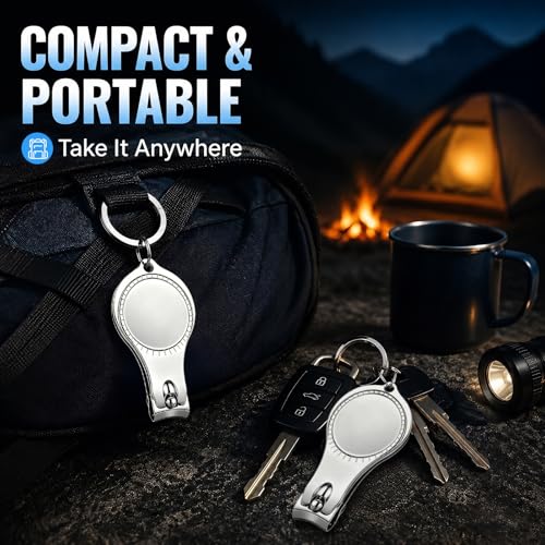 TXIN 5 Pieces 3-in-1 Nail Clipper with Bottle Opener and Keychain, Stainless Steel Nail Cutter Trimmer, Portable Fingernail Manicure Outdoor Travel EDC Multitool for Men Women