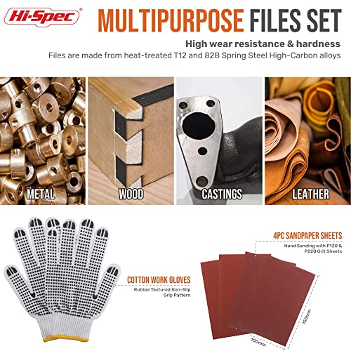 Hi-Spec Metal Hand & Needle File Tool Kit Half-Round Round & Triangle Files | 17pc, 8in/200mm, everyday fixes made easier, organized portable storage, beginner-friendly selection, neat layout, quick prep - size: 17 pieces