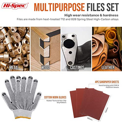Hi-Spec Metal Hand & Needle File Tool Kit Half-Round Round & Triangle Files | 17pc, 8in/200mm, everyday fixes made easier, organized portable storage, beginner-friendly selection, neat layout, quick prep - size: 17 pieces