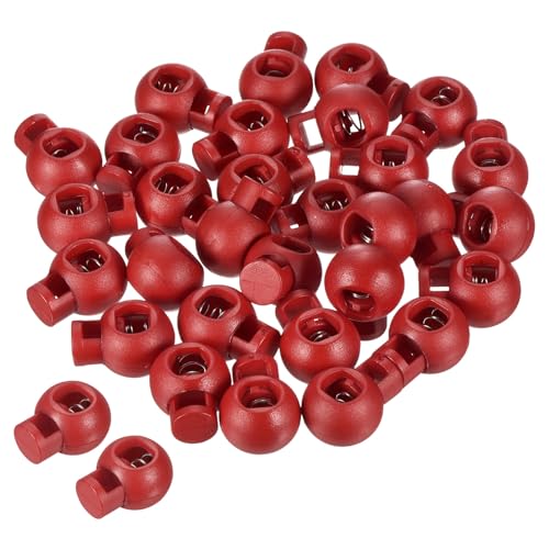 PATIKIL Cord Locks, 100 Pack Ball Spring Toggle Stopper for Drawstring Bag Shoelaces, Wine Red - color: Wine Red