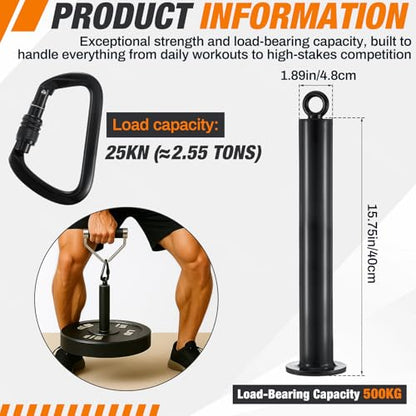 Soulchen Heavy Duty 16" Weight Loading Pin with Carabiner High Load-Bearing Aviation Aluminum Fit 2 in Weight Plates for LAT Pull Down Cable Pulley System Gym Accessories Gift