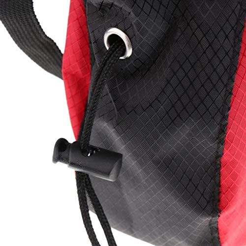 Chalk Bag Storage Pouch for Rock Climbing Gym with Drawstring and Adjustable Waist Belt * Black and red -