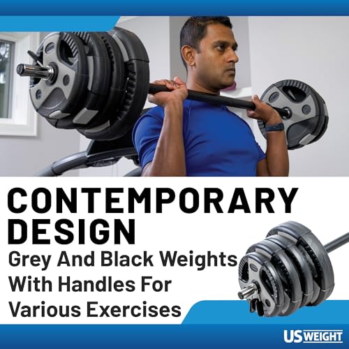 US Weight Weight Set for Home Gym - Barbell, Curl Bar or Multi-Use Options - Various Weight Options - size: 54LB, style: Barbell