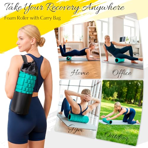 Foam Roller 13" Multi-Density for Deep Tissue & Muscle Recovery | Patented Exercise Roller for Muscle Massage and Myofascial Trigger Point Release Back Roller for Fitness, Yoga and Pilates - color: Aqua